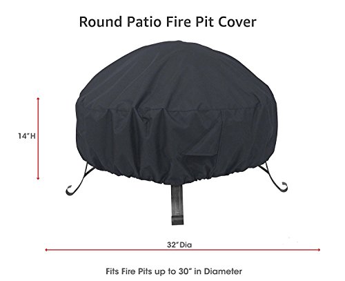 image for AKEfit Outdoor Round Fire Pit Cover, Kettle Cover, Ottoman Cover, 32