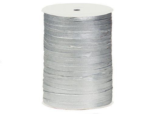 Pack Of 1, Solid Metallic Silver Paper Raffia Ribbon 1/4" - 1-1/4" Width 100 Yard Roll 100% Natural Fibers