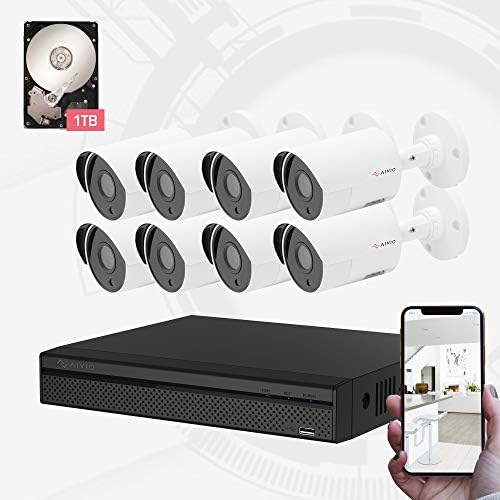 Dahua OEM Aivio 8CH Wired Security Surveillance System H.264+ 1080P DVR & 8PCs 1080P HD CCTV Camera System, 100ft Night Vision, Mobile Push Alert Remote Access, Outdoor IP67 Waterproof 1TB Hard Drive