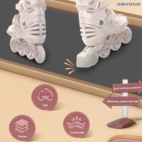 DAYONG Inline Skating Shoes for Kids, Adjustable Roller Skates, with 8 Light Up Wheels Thicken Shoe Shell, Dual Mode Rollerblades for Beginners, Kids, Adult.