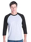 LAT Apparel Adult 100% Cotton Baseball Jersey Tee [X Large] Vintage Heather Gray/Vintage Smoke Gray 3/4 Sleeve T-Shirt
