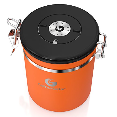 Coffee Gator Stainless Steel Container - Canister with co2 Valve, Scoop, and Travel Jar (Orange, Medium) - Thumbnail 3