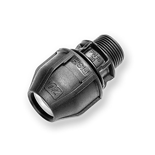 2 Stück PE Kupplung AG 20mm x 3/4mm Druck 16bar Fitting für PE-Rohren 20-A