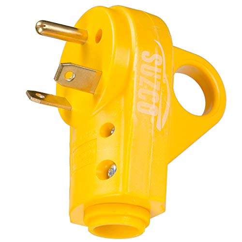 SUZCO 30 Amp RV Male Power Cord Replacement Plug End, 125 Volt Repair Receptacle Grip Electrical Plug