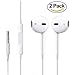 CaseyPop 2-PACK Premium Earphones/Earbuds/Headphones with Stereo Mic&Remote Control for iPhone iPad iPod Samsung Galaxy and More Android Smartphones Compatible With 3.5 mm Headphone WHITE
