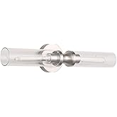 Brushed Nickel 2-Light Bathroom Vanity Light Fixture, Modern Bathroom Sconces Wall Lighting W/Clear Glass Shade, Horizontal a