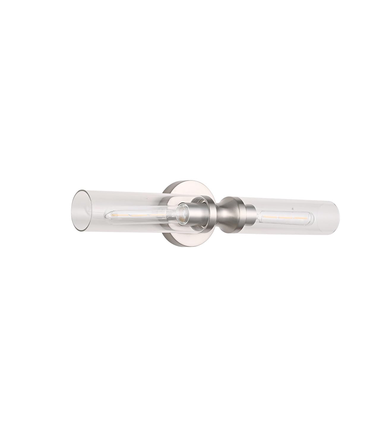 Photo 1 of Brushed Nickel 2-Light Bathroom Vanity Light Fixture, Modern Bathroom Sconces Wall Lighting W/Clear Glass Shade, Horizontal and Vertical Wall Mount Lamp for Mirror Hallway Bedroom