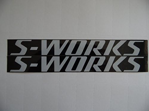 Specialized S-works 8" x 1" sticker white on black bike decal weather proof heavy duty glue 2 bike stickers