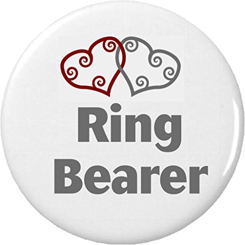 Ring Bearer (Silver Heart) 2.25' Large Button Pin Wedding Bridal Party Bride