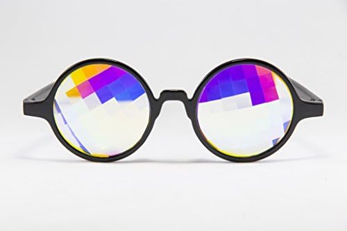 Festival Junkie Black PLUR-Vision Rainbow Pane Kaleidoscope Glasses