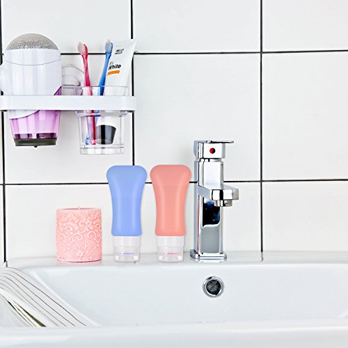 Ameauty Travel Bottles Set for Liquids- Squeezable Leakproof Bottles Protable Silicone Travel Containers - For Shampoo, Conditioner, Lotion, Toiletries - 3 OZ, Pack of 4