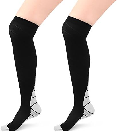 2 Pairs Knee High Graduated Compression Socks For Women &amp; Men, BEST Stockings for Running, Medical, Athletic, Edema, Diabetic, Varicose Veins, Travel, Pregnancy, Shin Splints, Nursing, Daily Wear