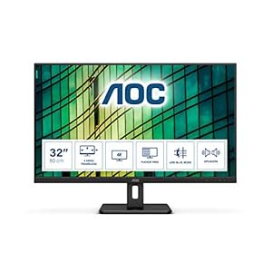 AOC U32E2N - 32 Inch 4K UHD Monitor, 60Hz, 4ms, VA, Speakers, FlickerFree, LowBlue Light (3840x2160 @ 60Hz, 350cd/m²…