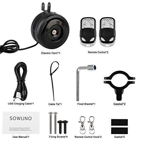 SOWUNO 126Db Bicycle Electric Horn Rechargeable Bike Alarm Bells Loud