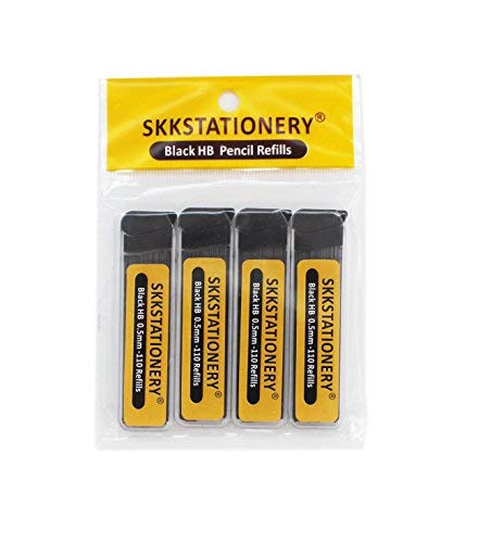 SKKSTATIONERY 440 Pcs 0.5mm HB Mechanical Pencil Lead Refills, Hi-Polymer Lead Refills, 4 Tubes, 110 Pcs/Tube.