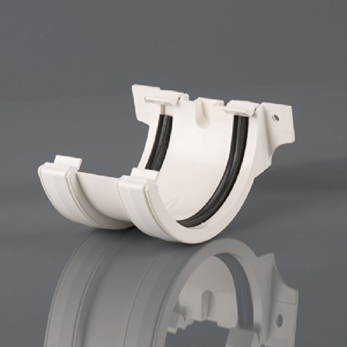 Brett Martin Union/Joint Bracket for 112mm Roundstyle Half-Round Gutter System White BR044W