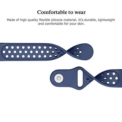 SWEES Silicone Sport Bands Compatible Fitbit Charge 2, Breathable Sport Replacement Bands with Air Holes Small & Large (5.7" - 8.3") for Women Men, Black, Grey, Navy Blue, Pink, White, Teal