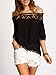ROMWE Women's Off Shoulder Boat Neck Blouse Half Sleeve Lace T-Shirt