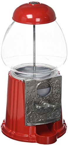 Carousel Petite Gumball Machine Bank, 9" tall - Die cast Metal Glass Globe (9", Red)