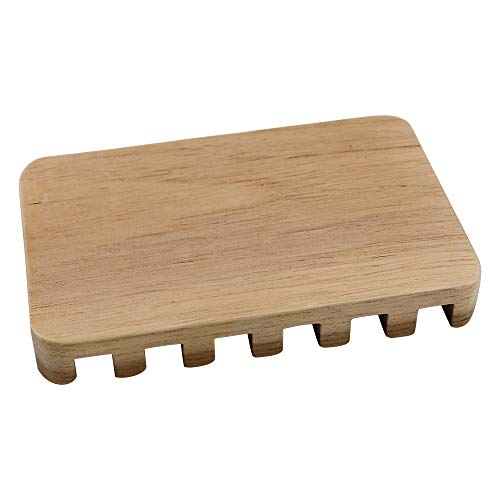 HTB Teak Soap Dishes with Waterfall Design, Wood Soap Holder, Soap Tray for Bathroom, Kitchen, Sinks and Counter Top