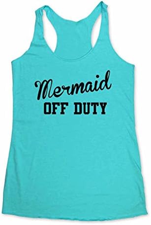 Mermaid Off Duty - cool fun tank - Tri-Blend Racerback Tank (Small, Tahiti Blue)