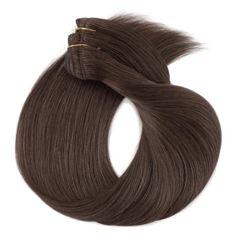 Yuniffe Clip in Hair Extensions Human Hair Dark Brown 16 Inch 8pcs 120g Hair Extensions Clip in Silky Straight Human Hair Extensions for Women Double Weft Real Hair Extensions #2