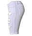 olrain Womens High Waist Ripped Hole Washed Distressed Short Jeans 16 White