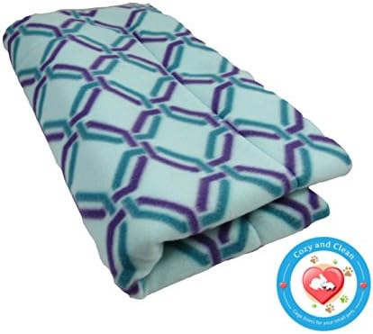 Guinea Pig Fleece Cage Liner, Teal Purple Gridlock| Absorbent Liner, 18x30 Size, Cozy and Clean | Washable and Reusable | Reversible