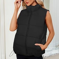 Century Star Black Puffer Vest for Women's