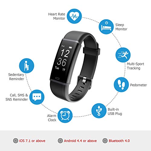 Letsfit Fitness Tracker, Activity Tracker Watch with HR Monitor, Step Counter, Pedometer Watch, Calorie Counter Smart Watch for Kids Women and Men