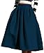 FACE N FACE Women's High Waisted A line Street Skirt Skater Pleated Full Midi Skirt Medium Navy
