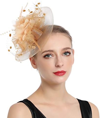 Women Fascinators Hat Tea Party Kentucky Derby Headband Hair Clip Wedding Flower Mesh Feathers Hairband