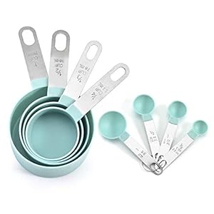 Olymajy Baking Measuring Cup Tools, Measuring Spoons, 8 stuks blauwe plastic maatbekers en lepels, keuken kookgerei voor…