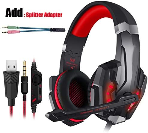 Gaming Headset PS4 Earphone Gaming Headphone With Microphone Headphone For PC Tshirt,Red and Cable Privacy Package