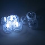 Weanas 12x White LED Submersible Tea Light Tealight Candles with Remote Control Replaceable Coin Battery Underwater Waterproof Lamp One Dozen for Christmas Birthday Wedding Party Occasion Use(12, White)