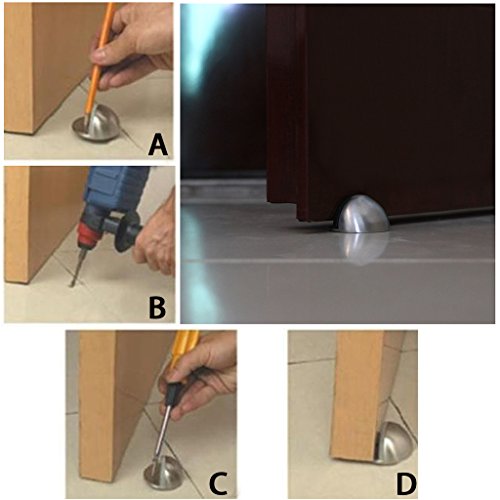 Floor Doorstops Door Stopper, 10 Pcs Stainless Steel With Rubber Safety