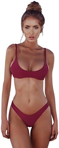 QDASZZ Womens Bikini Set Sexy Thong Triangle Top Set Swimsuit Beach Swimwear Solid Swimsuits for Women