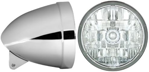 Adjure HB71010-2 7" Smooth Chrome Ventura Highway Design Motorcycle Headlight Bucket Combo with 3K Diamond Cut Headlamp (Part No: T70200)