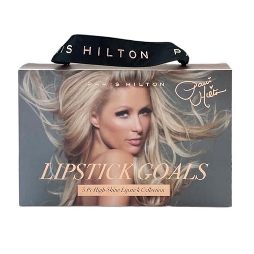 Paris Hilton High-Shine Lipstick Collection - Lip Makeup with Pink & Red - Glossy All Day Wear Creamy Lipstick - Lightweight, Long Lasting, Waterproof,Smudge Proof Lip Color for Women - 5 pcs Gift Set