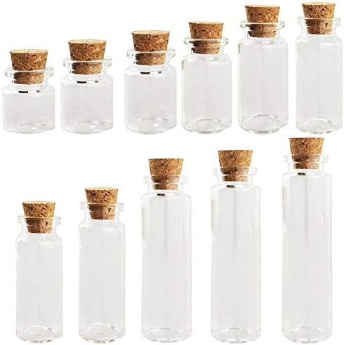 Gracefulvara Mini Glass Jars Bottles with Cork Stoppers, 10 Pcs DIY Decorating Small Glass Bottles Favors,Message Glass Bottle Vial Cork, Wedding Decoration,Party Favors, Wishing Bottles (8ml)