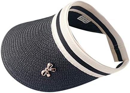 Women's Straw Visor, Beaded Open Top Packale Visor Clip Lightweight UPF 50+ Summer Beach Cap for Travel Holiday