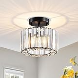 SYTPPLAN Modern Crystal Ceiling Light, Semi Flush