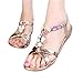 Womail Summer Atificial Diamond Weave Clip Toe Sandals Beach Shoes