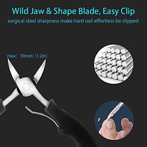 Toenail Clippers for Ingrown Toenails, Podiatrist Toe Nail Clippers for Thick Nails Heavy Duty Nail Clippers for Seniors Ingrown Toenail Tool with Glass Nail File