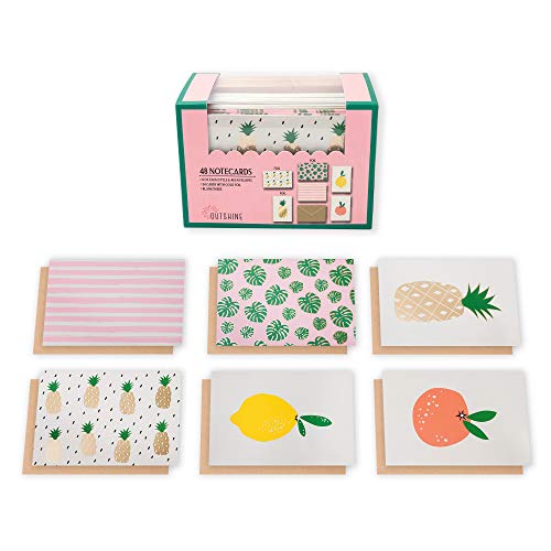 Outshine Blank Note Cards with Envelopes in Cute Storage Box - Set of 48 (Fruit) | 3.5" x 5" Bulk Blank Cards with Envelopes All Occasion | Greeting Cards, Thank You Cards, Birthday Cards