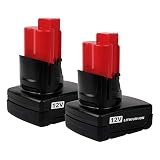 2 Pack 12V 6000mAh Lithium-ion Replacement Battery for Milwaukee M12 48-11-2411 12-Volt Cordless Milwaukee Tools Milwaukee 12V Battery Lithium-ion