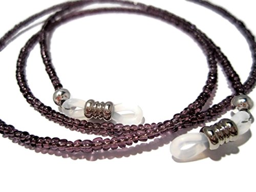ATLanyards Pretty Plum Purple Seed Bead Eyeglass Holder Purple Beaded Eyeglass Chain