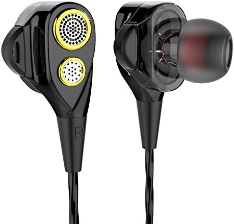 In-ear Headphones Earbuds High Resolution Heavy Bass and Noise Isolating with Mic for Apple iPhone iPod iPad Samsung Galaxy LG HTC (black)