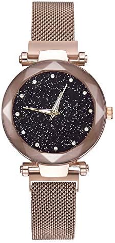 Women Rhinestone Watch,veyikdg Ladies Magnetic Attraction Stainless Steel Strap Diamond Round Starry Sky Wrist Watches Female Luxury Dress Bracelet Girls Crystal Quartz Casual Wristwatch