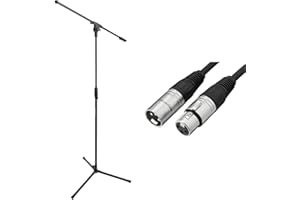 �鶹��Basics Tripod Boom Microphone Stand & XLR Male to Female Microphone Cable - 25 Feet, Black